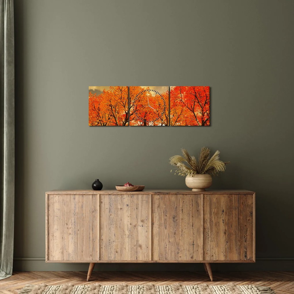 Obraz - Jesień (z zegarem) (90x30 cm)