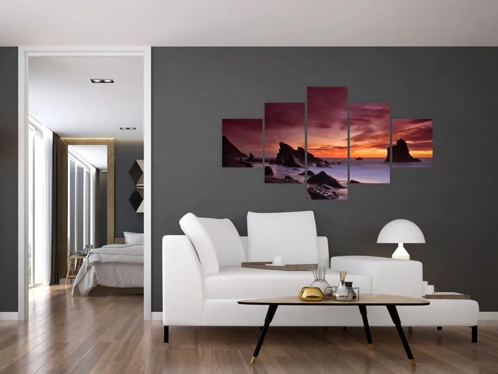 Obraz zachodu słońca na wybrzeżu (125x70 cm)