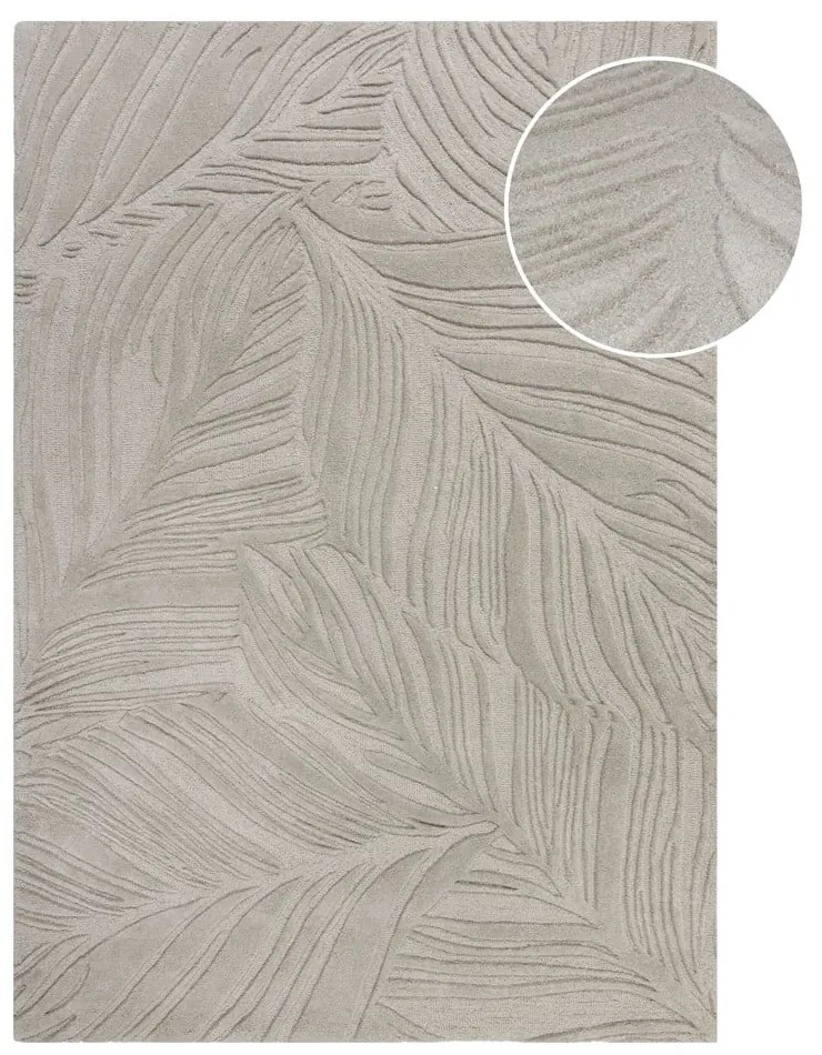 Szary dywan wełniany Flair Rugs Lino Leaf, 120x170 cm