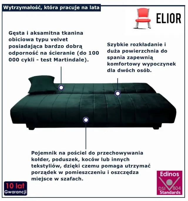 Zielona stylowa kanapa welurowa G9-S38