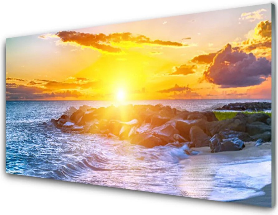 Panel Szklany Ognisty Zachód nad Morzem