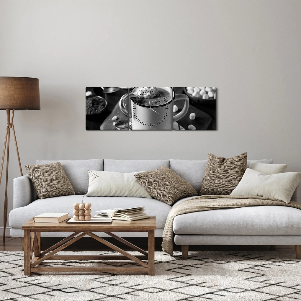 Obraz - Świąteczna gorąca czekolada (z zegarem) (90x30 cm)