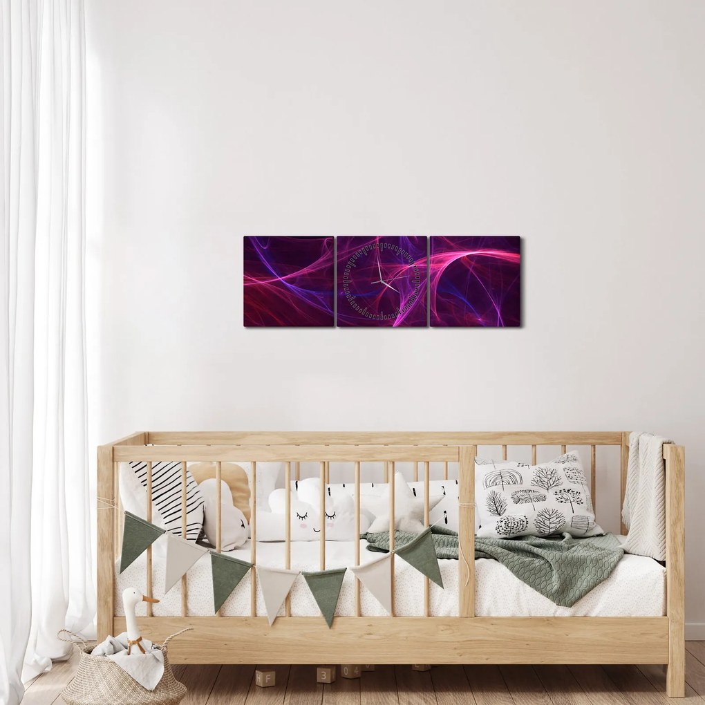 Abstrakcyjny obraz krzywych (z zegarem) (90x30 cm)