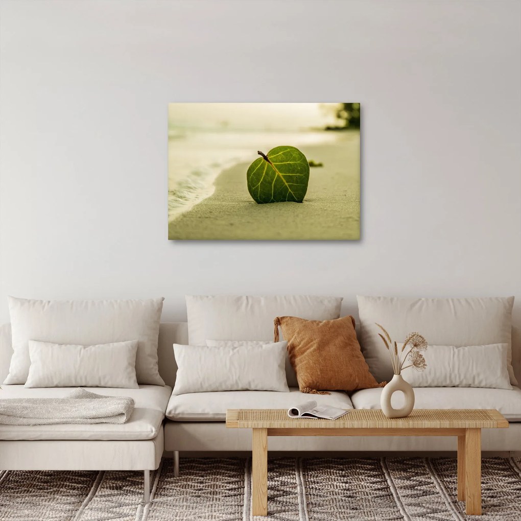 Obraz liścia w piasku (70x50 cm)