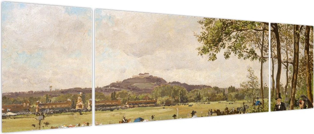 Obraz - French 19th Century, Race Course at Longchamps, reprodukcje (170x50 cm)