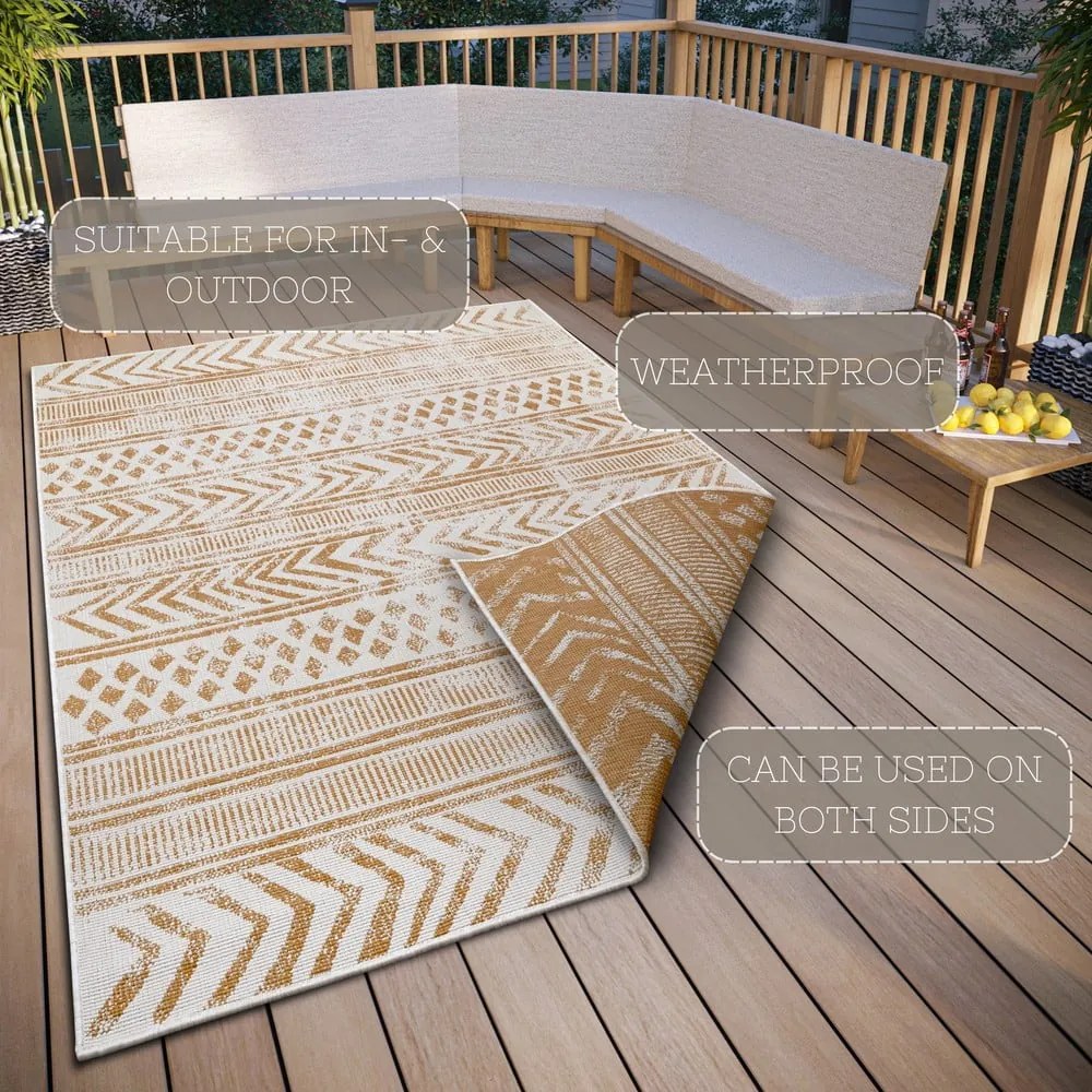 Żółto-biały dywan odpowiedni na zewnątrz 80x150 cm Biri – NORTHRUGS