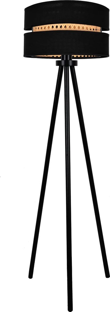 Lampa stojąca z rattanowym abażurem i metalowym stelażem DUO