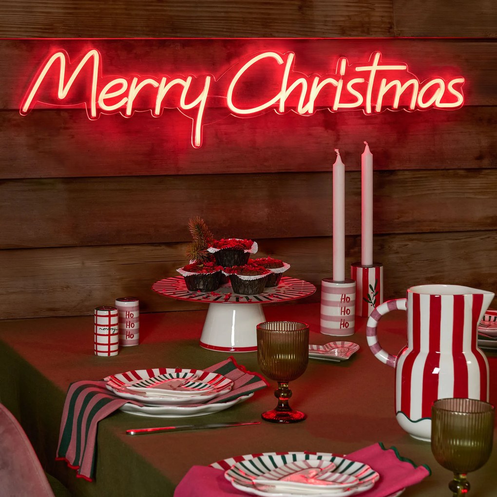 Lampka ścienna neonowa czerwona na Boże Narodzenie - Merry Christmas