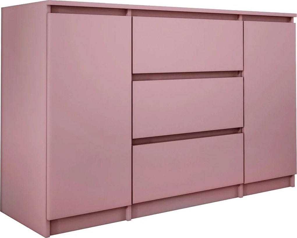 Komoda 2-drzwiowa z 3 szufladami, 120 x 78 x 39 cm, kolor: różowy