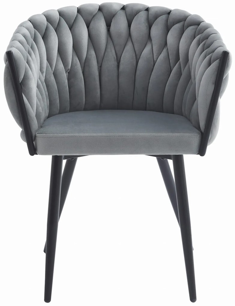 Aksamitne krzesło jadalniane ORION VELVET z czarnymi nogami, jasnoszare