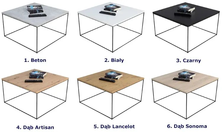 Kwadratowy stolik kawowy w stylu loft dąb lancelot - Otax 4X