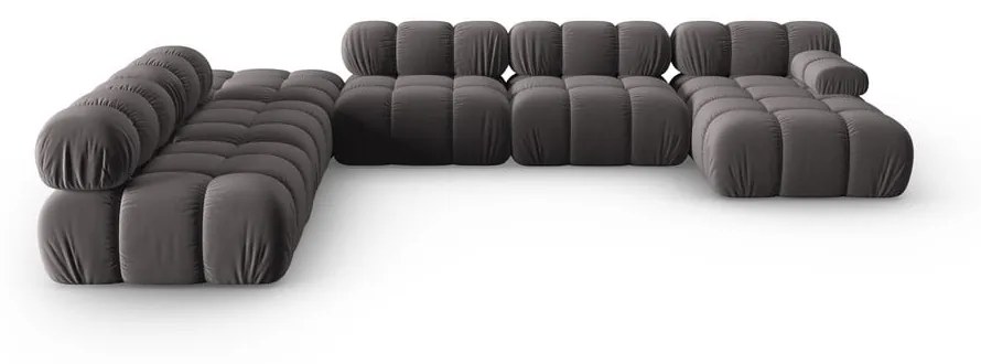 Ciemnoszara aksamitna sofa 379 cm Bellis – Micadoni Home