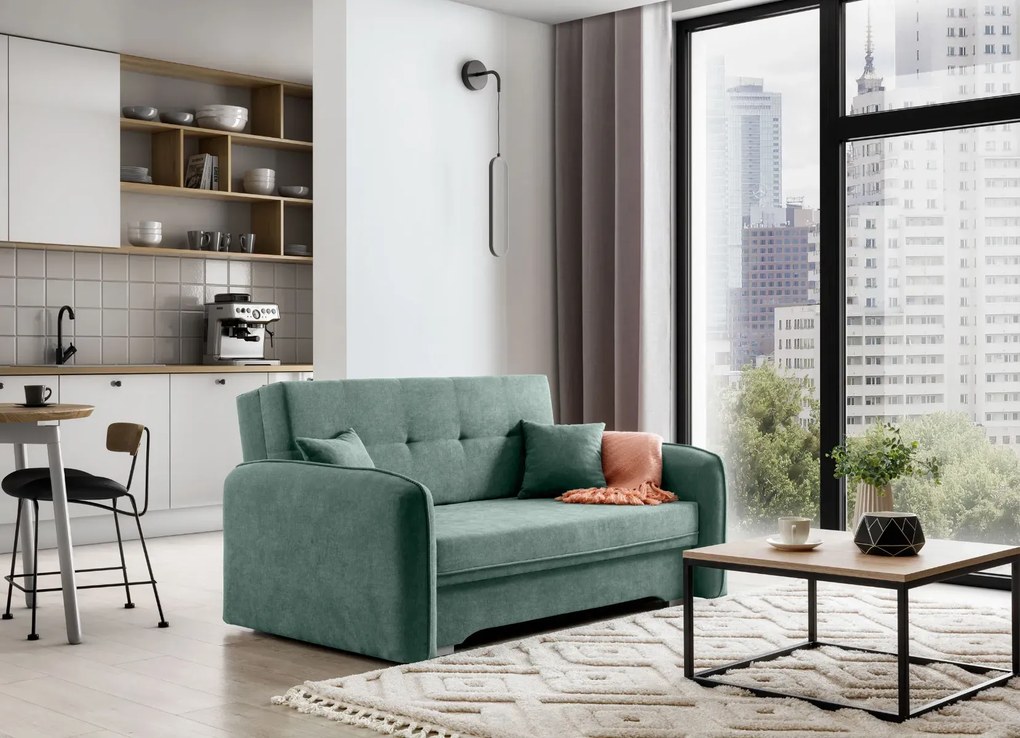 Sofa rozkładana z funkcją spania LAINE zielona ELTAP