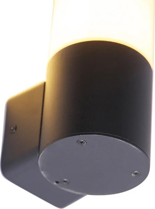 Nowoczesna lampa ścienna zewnętrzna czarna z opalem IP44 - Odense