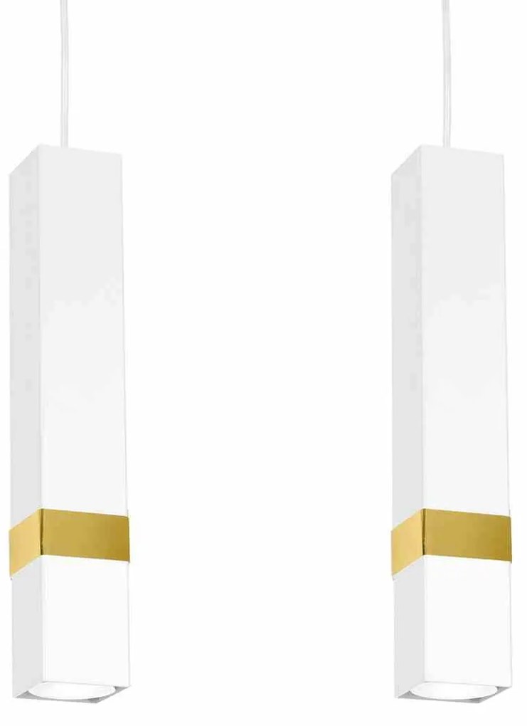Lampa wisząca, biała, złota, potrójna, VIDAR WHITE/GOLD 3xGU10