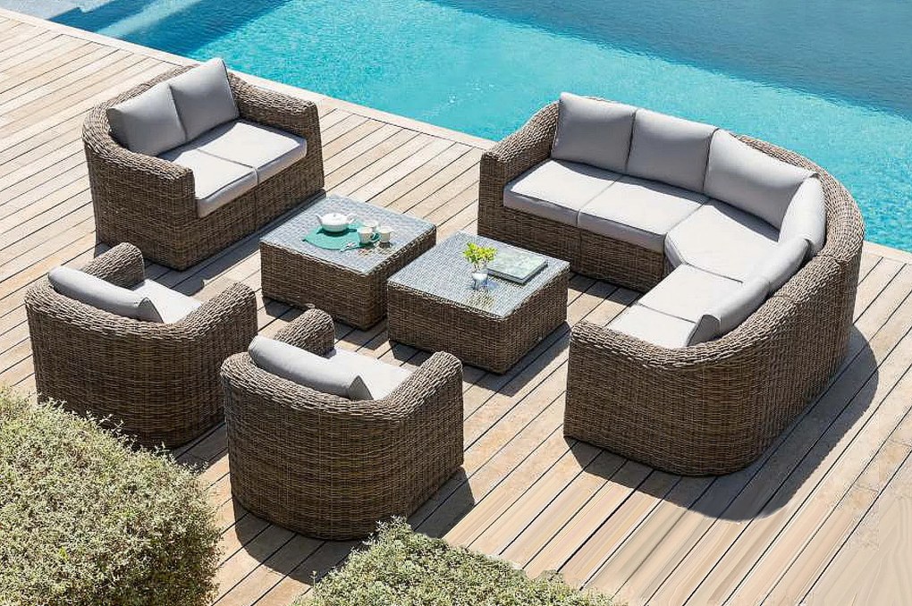 Rattanowy zestaw modułowy BORNEO LUXURY dla 9 osób (brązowy)