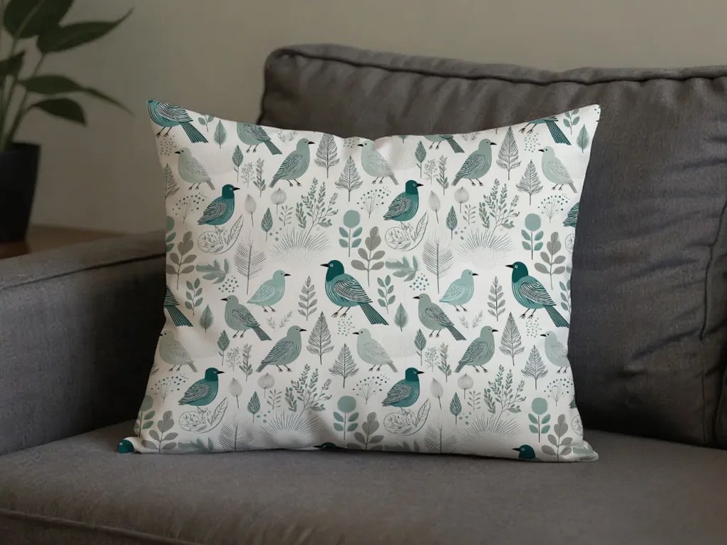 Poszewka na poduszkę z polibawełny LEAFBIRD POLY 50x70 cm, biało-zielona