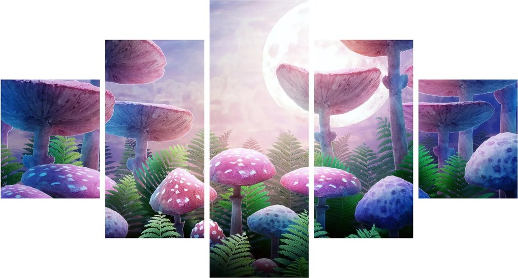 Obraz - Grzyby w pełni księżyca, grafika (125x70 cm)