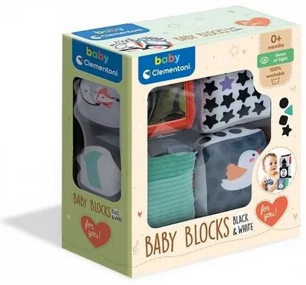 Clemmy baby Klocki tekstylne dla dzieci, czarno-biały