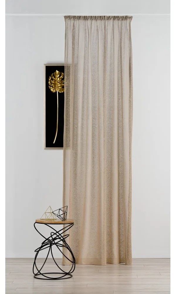 Firanka w beżowo-złotym kolorze 140x245 cm Carmine – Mendola Fabrics