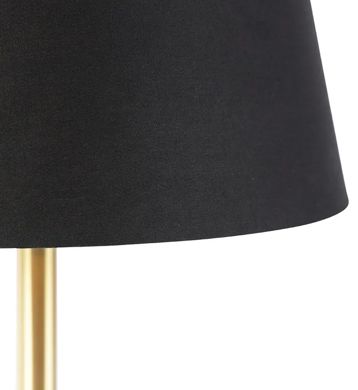 Klasyczna lampa stołowa mosiężna z czarnym kloszem 32 cm - Simplo klasyczny/Antyczny Oswietlenie wewnetrzne