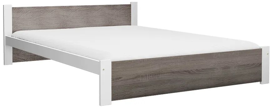 Łóżko IKAROS 160 x 200 cm, biały/dąb truflowy Stelaż: Ze stelażem listwowym rolowanym elastycznym, Materac: Materac Deluxe 10 cm