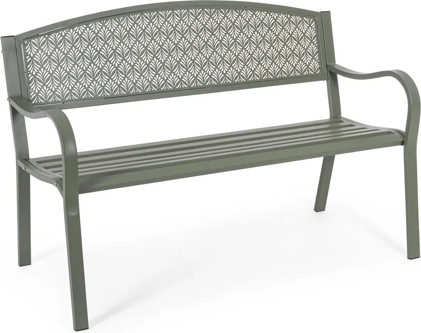 Metalowa ławka ogrodowa w kolorze khaki Lizette – Bizzotto