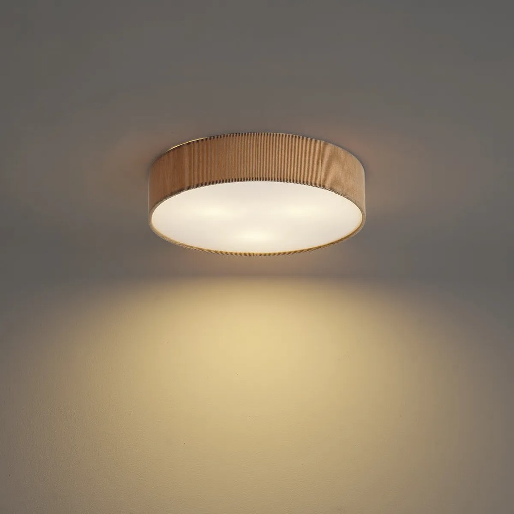Nowoczesna lampa sufitowa taupe z aksamitnym abażurem 46 cm 3-źródła światła - Luz