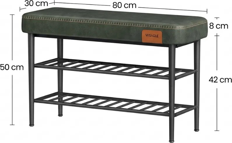 Ławka z szafką na buty EKHO 80x30 cm, zielona