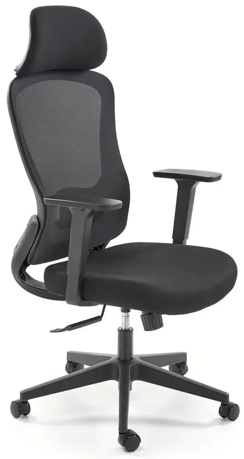 Czarny ergonomiczny obrotowy fotel z funkcją multiblock i z zagłówkiem D0-W42
