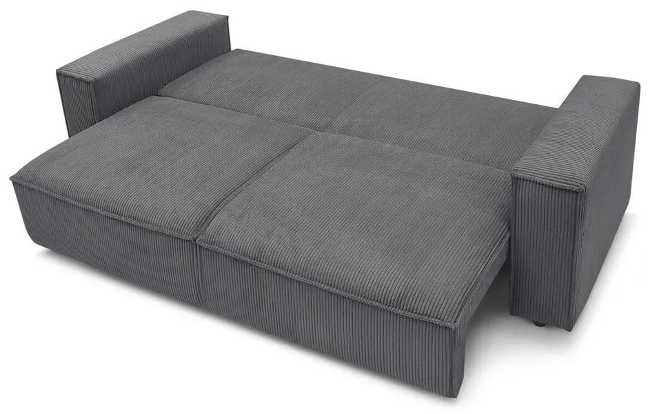 Ciemnoszara sztruksowa rozkładana sofa 245 cm Nihad – Bobochic Paris