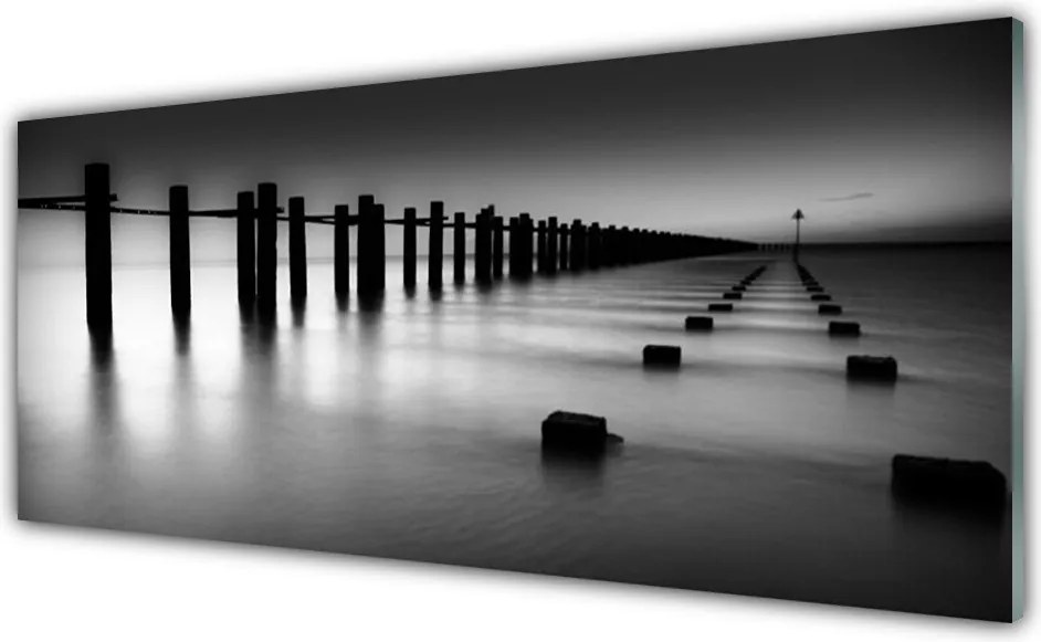 Szkło nad Blatem Drewniane Molo We Mgle