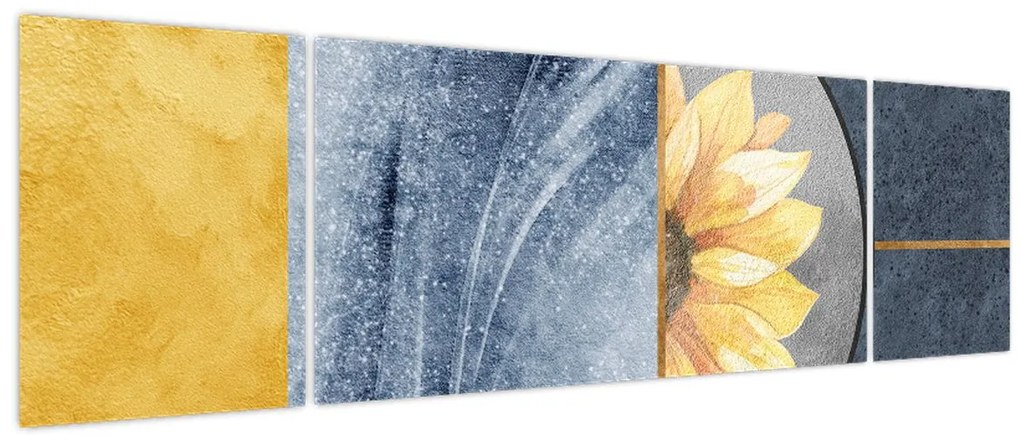 Obraz - Kształty i kwiat (170x50 cm)