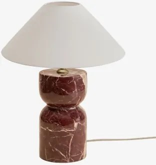 Lampa Stołowa Z Naturalnego Kamienia Diniz Czerwony Marmur Cherry Gold & Biały Matowy Ø35 Cm - ↑15 Cm Graciela - Sklum