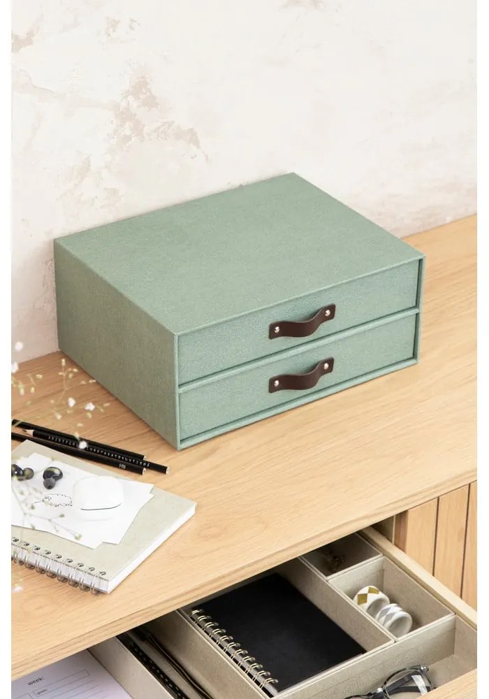 Zielony kartonowy organizer z szufladką Birger Canvas Paper Laminate – Bigso