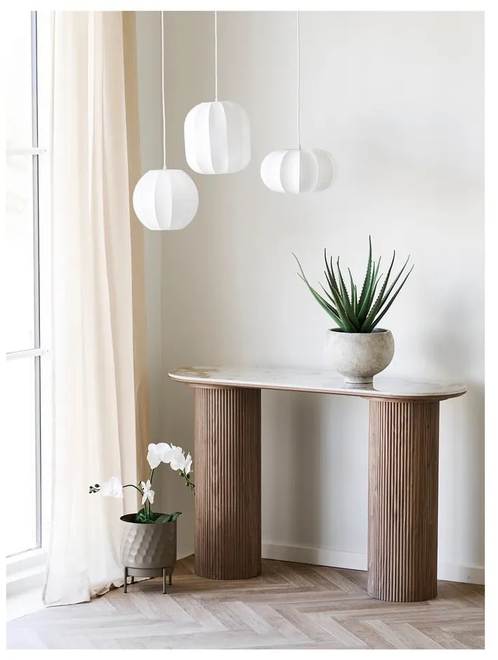 Biała lampa wisząca z tekstylnym kloszem ø 28 cm Coventry – House Nordic
