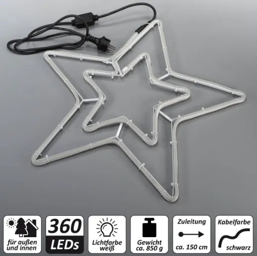 Świąteczna gwiazdka świetlna, 360 LED, 55 cm