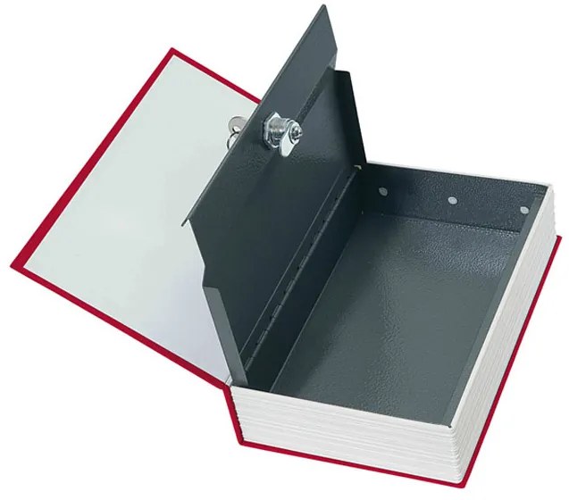 Sejf książka, metalowa kasetka BOOKCASE, czerwony