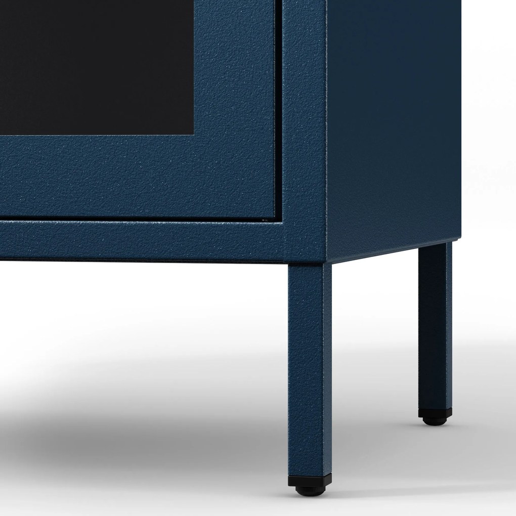 Witryna szklana do salonu wąska granatowa Modern LUIGI 500 x 1800 x 350 mm