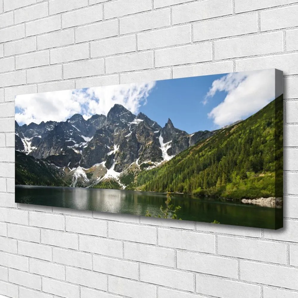 Duży obraz na płótnie Alpejskie Jezioro w Głębi Lasu