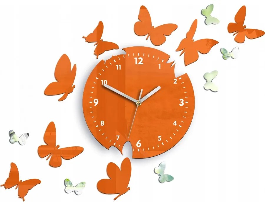 Zegar ścienny nowoczesny cichy do salonu lub sypialni akrylowy z motylami