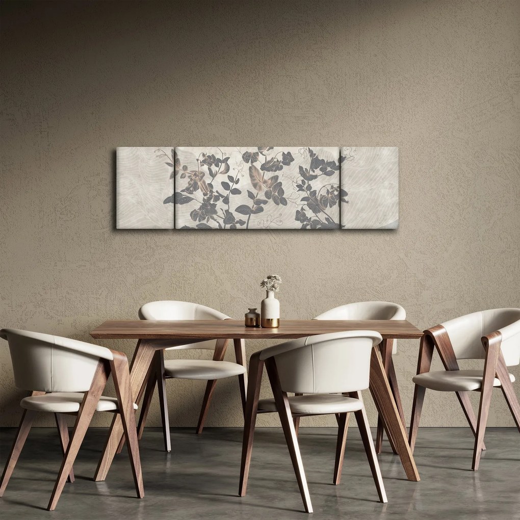 Obraz - Teksturowane liście (170x50 cm)