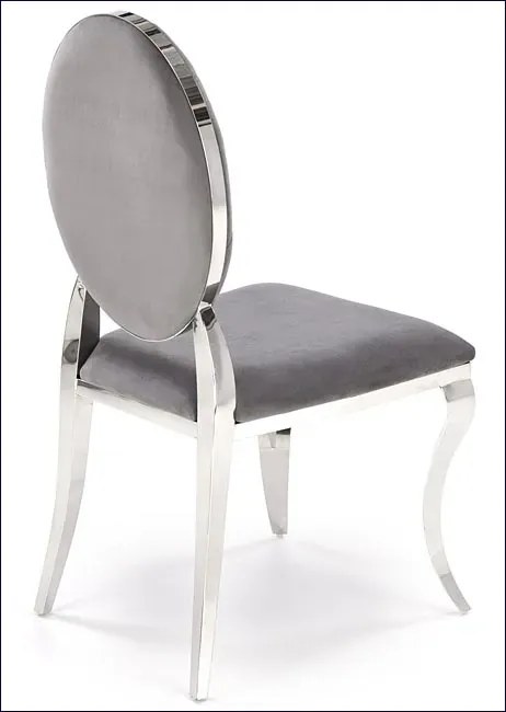 Krzesło medalion w stylu glamour popielaty + srebrny E8-R45