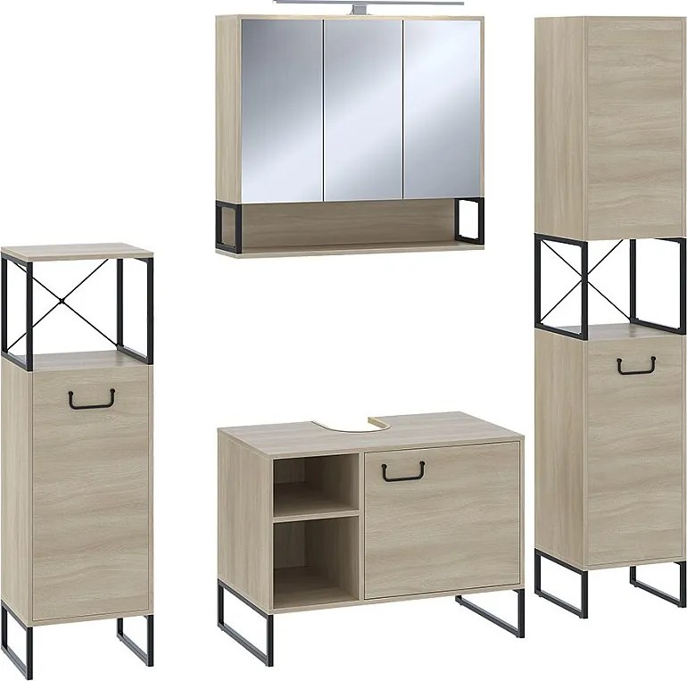 Zestaw mebli łazienkowych dąb/czarny 80x45.5x60 vionna