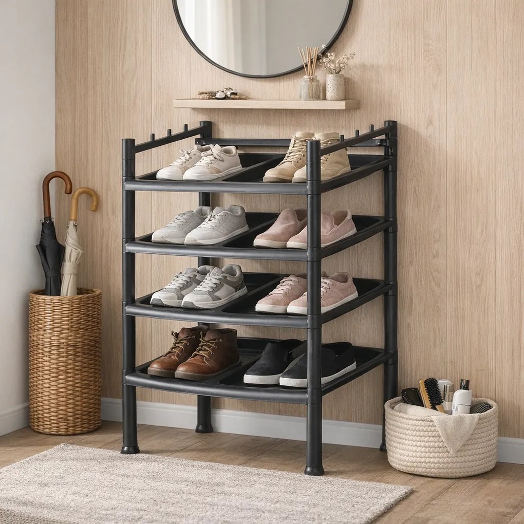 Szafka na buty 4 półki Black 52 x 34 x 67 cm