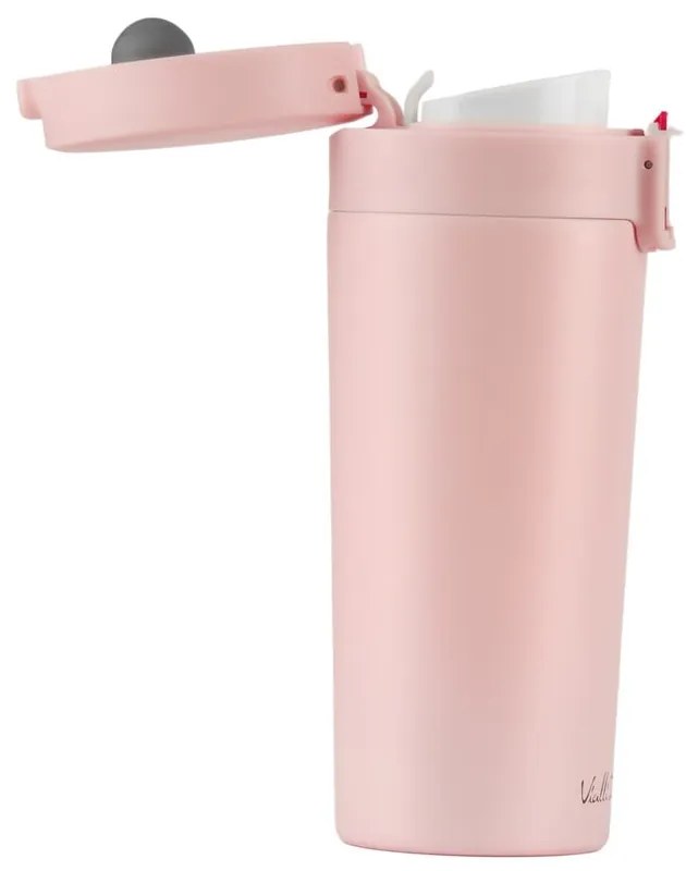 Różowy podróżny kubek termiczny Vialli Design Fuori, 400 ml