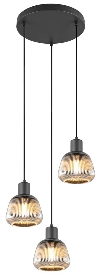 Czarna lampa wisząca ze szklanym kloszem ø 37 cm Tarifa – Trio