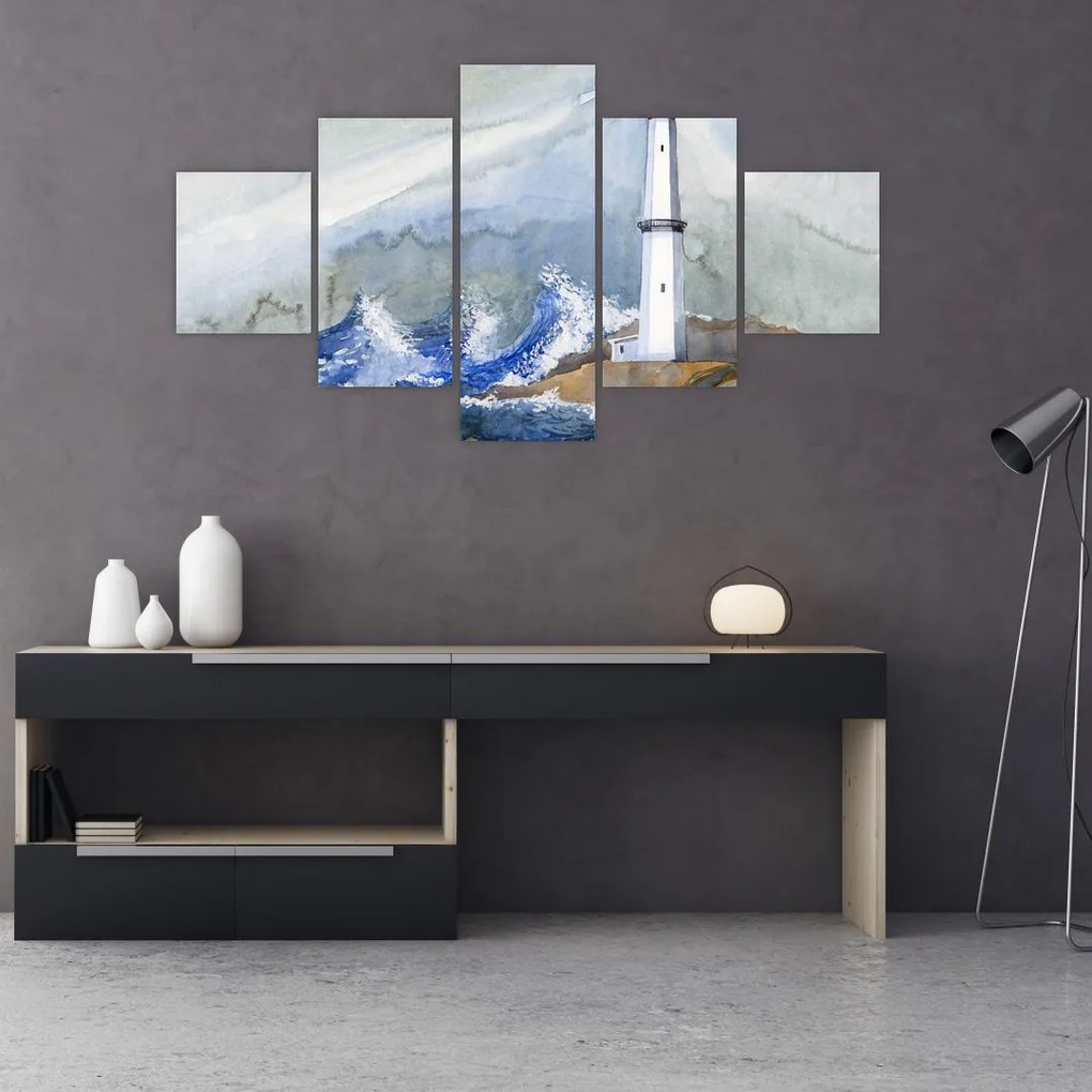 Obraz malowania latarni morskiej (125x70 cm)