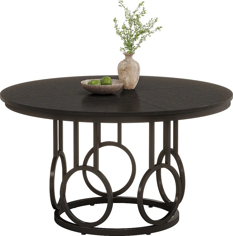 Okrągły stół jadalny, stół kuchenny o średnicy 120 cm z solidną metalową podstawą dla 4-6 osób