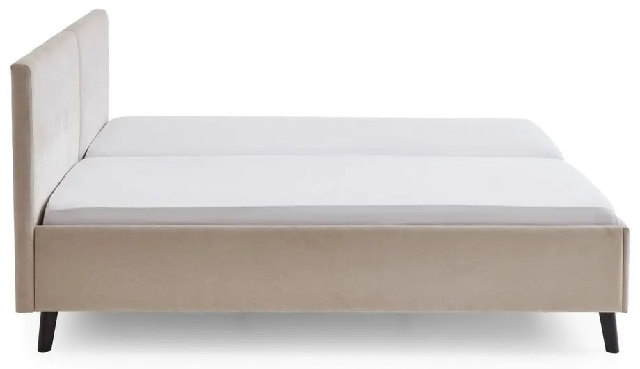 Beżowe tapicerowane łóżko dwuosobowe ze stelażem 160x200 cm Piano – Meise Möbel